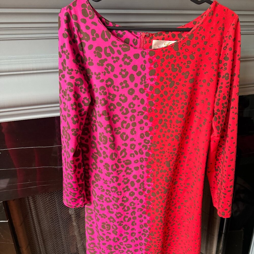 JB by Julie Brown Pink & Red Leopard Dress Size M